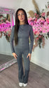 Grey Push Up Flare Trousers